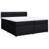 Cumpara ieftin Pat box spring cu saltea, negru, 200x200 cm, textil