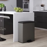 Curver Coș de gunoi dublu cu pedală &bdquo;Deco&rdquo;, gri rece, 26L+26L