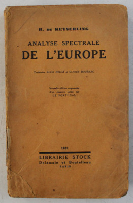 ANALYSE SPECTRALE DE L&amp;#039;EUROPE par H. DE KEYSERLING 1931 foto