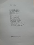Manuscris de expozitie scris olograf de poeta Agatha Grigorescu Bacovia, poezia Ad Astra