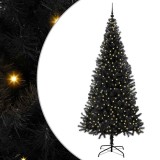 vidaXL Brad de Crăciun cu 300 LED cu suport Negru 240 cm PVC 3396497
