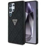 Husa pentru Samsung Galaxy S25 Ultra - Guess Leather Grained Hot Stamp 4G Triangle Metal (GUHCS25LPGP4STRK) - Black