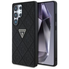 Husa pentru Samsung Galaxy S25 Ultra - Guess Leather Grained Hot Stamp 4G Triangle Metal (GUHCS25LPGP4STRK) - Black