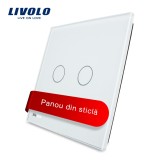 Cumpara ieftin Panou din sticla alb pentru &icirc;ntrerupator dublu touch Livolo