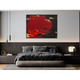Tablou Canvas, Intaglio, Abstract, print pe panza Premium, color, in tonuri de negru si rosu, pentru living, dormitor, birou CSABS23-1
