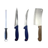Cumpara ieftin Set cutite profesionale de macelarie, injunghiat, transat, filetat, dezosat, masat pentru ascutit, satar, 2 cutite