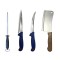 Set cutite profesionale de macelarie, injunghiat, transat, filetat, dezosat, masat pentru ascutit, satar, 2 cutite