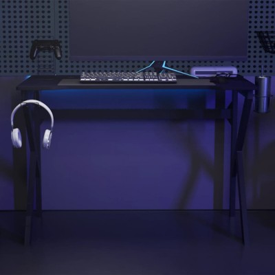 Birou de gaming cu picioare formă K, negru, 110x60x75 cm foto