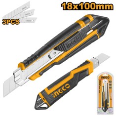 Cutter Plastic cu Maner Cauciuc + 3 Rezerve INGCO HKNS16538 &ndash; Precizie si Confort in Taiere