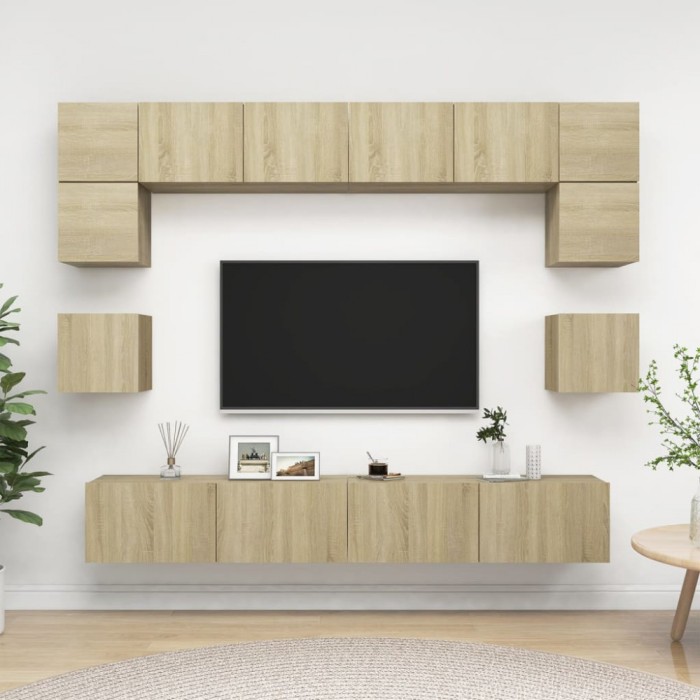 Gossi set de dulapuri tv, 8 piese, stejar sonoma, lemn prelucrat