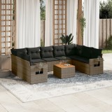vidaXL Set mobilier de grădină cu perne, 10 piese, gri, poliratan 3224709