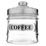 Recipient Sticlă, Model Coffee, Capac Metalic, Capacitate 0,25L, Transparent, 8.5x11cm, Oem