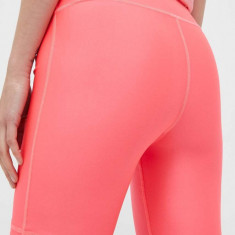 Under Armour pantaloni scurți de antrenament femei, culoarea roz, neted, high waist 1360939-698