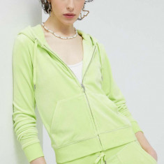 Juicy Couture bluza femei, culoarea verde, cu glugă, neted