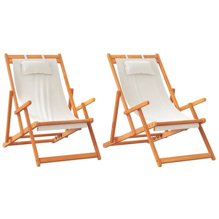 Scaune pliante 2 buc. Material crem