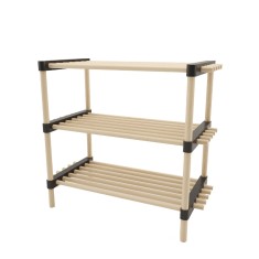 Raft multifunctional cu 3 polite, lemn de pin natur, 56 x 28 x 52 cm