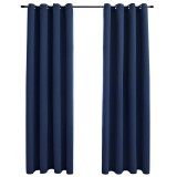 Cumpara ieftin Draperii opace cu inele metalice, 2 buc, albastru, 140 x 175 cm