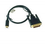 Cablu video USB-C la DVI-D 24+1 pini, 0.5m, tata-tata, dual link, HDR, Lanberg 43683, 4K-60Hz, negru