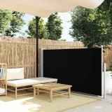 Copertină Laterală Retractabilă Terasă vidaXL, 100x500cm, Negru, Protecție V&acirc;nt și Soare, Montaj Ușor