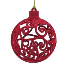 Glob Brad Crăciun, Model Perforat, Culoare Bordo, Diametru 8cm