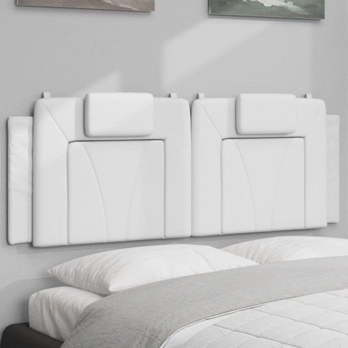 vidaXL Pernă pentru tăblie pat, alb, 140 cm, piele artificială