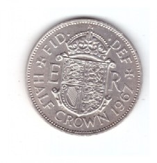 Moneda Anglia 1/2 / half crown 1967, stare foarte buna, cu luciu, curata
