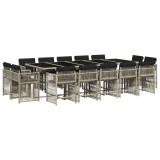 Cumpara ieftin Set mobilier de gradina cu perne 17 piese gri deschis poliratan