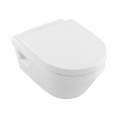 Set vas WC suspendat Villeroy & Boch, Architectura, rotund, direct flush, cu capac soft close, alb alpin