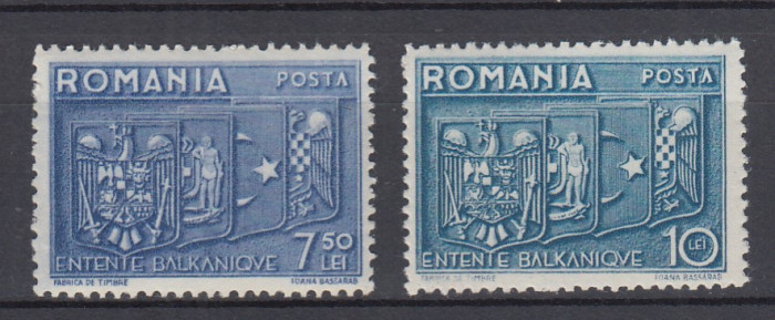 ROMANIA 1938 LP 123 INTELEGEREA BALCANICA SERIE MNH