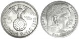 q672 GERMANIA NAZISTA 5 MARCI MARK 1936 REICHSMARK ARGINT EF