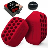 Set 2 dispozitive pentru intarirea muschilor faciali, Linovit&reg;, Jawline exerciser, Tonifiere faciala, Silicon alimentar, Nivel avansat 28kgf, Rosu