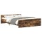 Cadru pat cu tablie la cap/picioare, stejar fumuriu, 140x190 cm