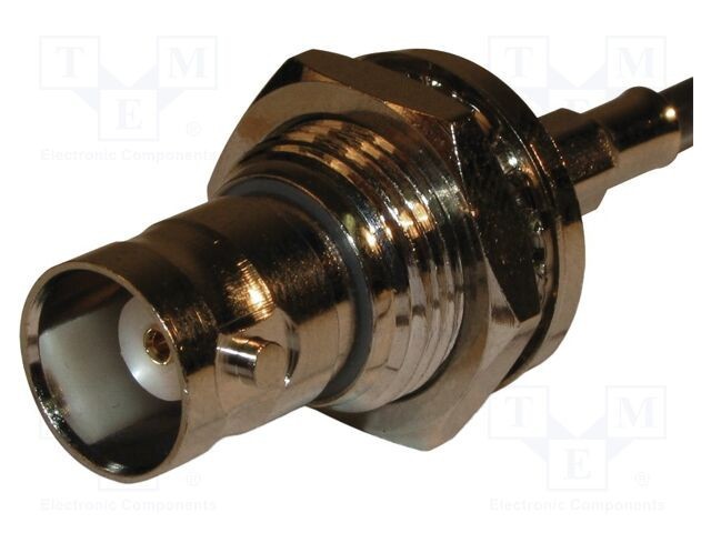 Conector BNC soclu mamă 50&Omega; crimpat PTFE aurit AMPHENOL RF