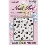 Sticker Unghii 3D Autoadeziv INGINAILS - Flori, Frunze, Inimi Argintii - Decoratiuni Unghii Gel UV Acril Negru, INGINAILS