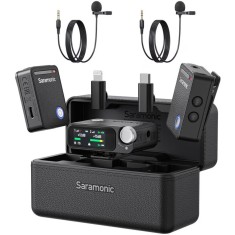 Microfon wireless Saramonic Ultra 03, 1x Receiver, 2x Microfon, Lavaliere, Autonomie microfon 6 ore, Raza de actiune 250-300m, Noise canceling, Negru