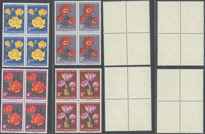 Luxembourg 1956 4 x Flowers Roses 2 sets Mi.547-550 MNH AM.013