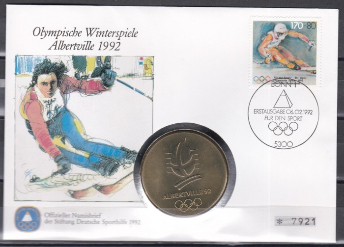 Germania 1992 - Jocurile Olimpice de la Albertville, FDC NUMIS