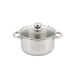 Oala din inox 6litri cu capac sticla, 24 cm,fund termic multistrat, Kinghoff