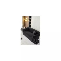 Husa Elastica din Catifea pentru Canapea 3 Locuri + Fata de Perna - JO579 Negru