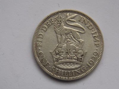ONE SHILLING 1929 GBR-argint foto