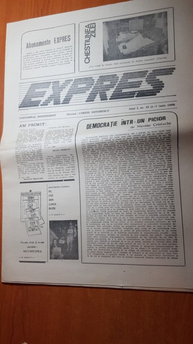 ziarul expres 1-7 iunie 1990-articol despre securitatea din cominism