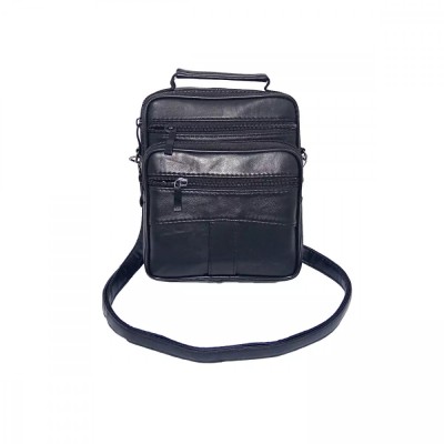 Borseta barbateasca pentru umar si mana, din piele naturala, neagra, 19 x16 cm, Magrot 24033 foto