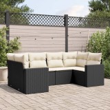Cumpara ieftin Set mobilier de grădină cu perne, 6 piese, negru, poliratan