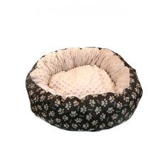 Culcus moale cu perna, pentru caine/pisica, Model Minky, culoare crem-maro,