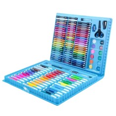 Set 150 piese desen si pictura, Plastic, Albastru