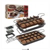 Tava Prajituri Perfect Brownie cu Separator 18 Portii &amp; Suport Servire, Antiaderenta, 30x20 cm. Ideal Negrese, Brownies