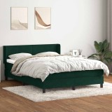 vidaXL Pat box spring cu saltea, verde &icirc;nchis, 160x220 cm, catifea 3317994