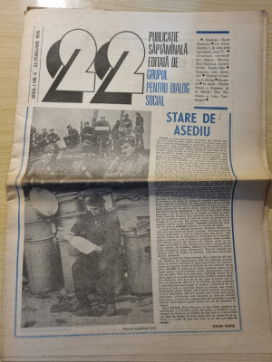 ziarul &amp;quot;22&amp;quot; 23 februarie 1990-interviu gabriel liiceanu,art. stelian tanase foto