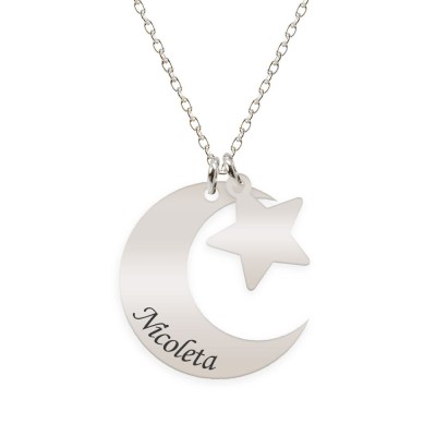 Stella - Colier din argint 925 personalizat - Semiluna si Stea foto