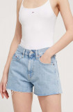 Cumpara ieftin Tommy Jeans pantaloni scurți femei, uni, high waist DW0DW17644